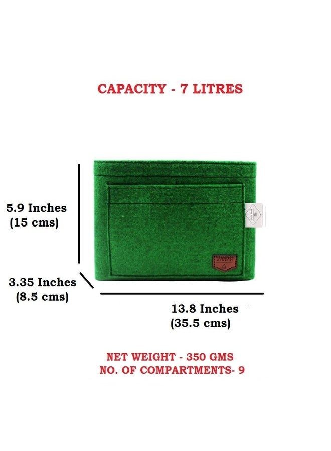 SYUTAM Women Felt Purse Organizer Insert for Ladies Handbag, Tote, Hobo Bag Storage & Purse Divider, Multiple Storage Compartment - Green(13.8x3.35x5.9) inch (Slender L) - Image 2